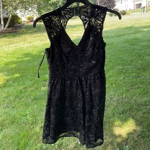 Black Sequin Cap Sleeve Dress